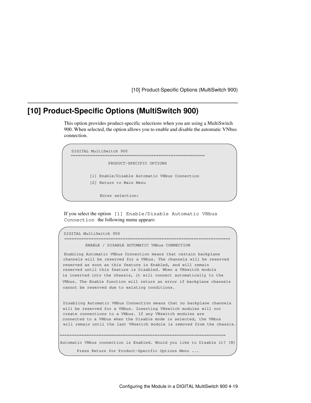 Network Technologies 900GV manual Product-Specific Options MultiSwitch, PRODUCT-SPECIFIC Options 