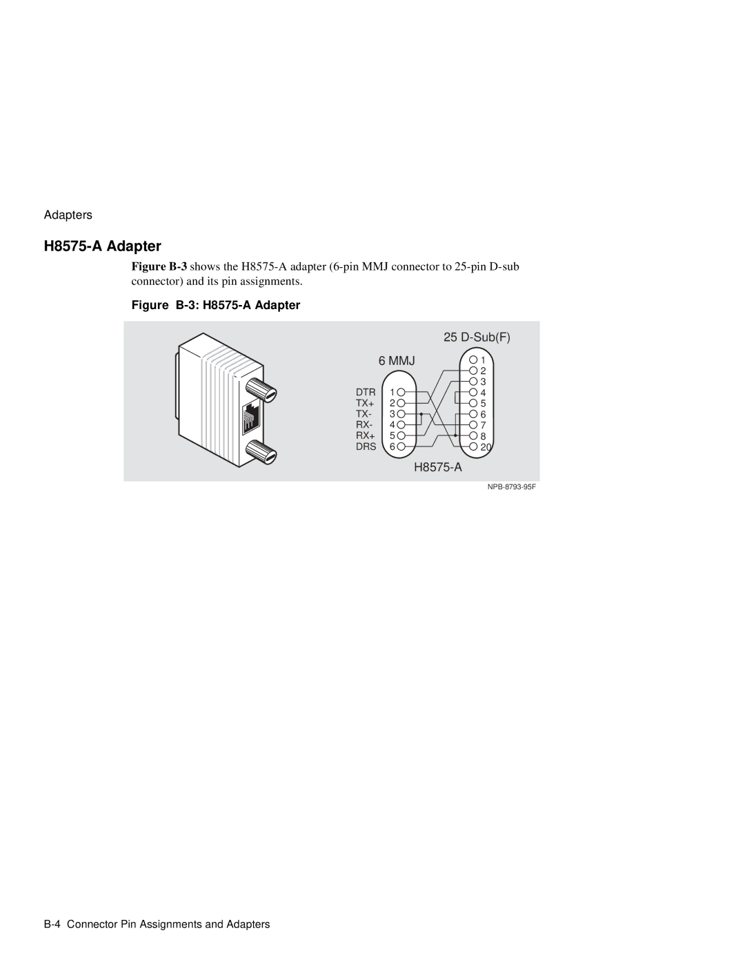 Network Technologies 900GV manual Figure B-3 H8575-A Adapter 