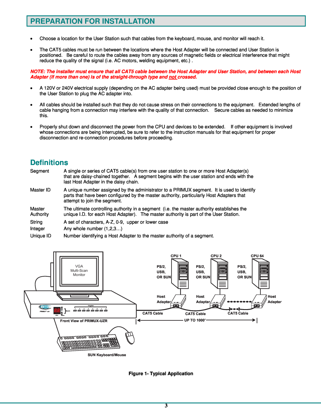 Network Technologies CAT5 operation manual Preparation For Installation, Definitions, Typical Application 