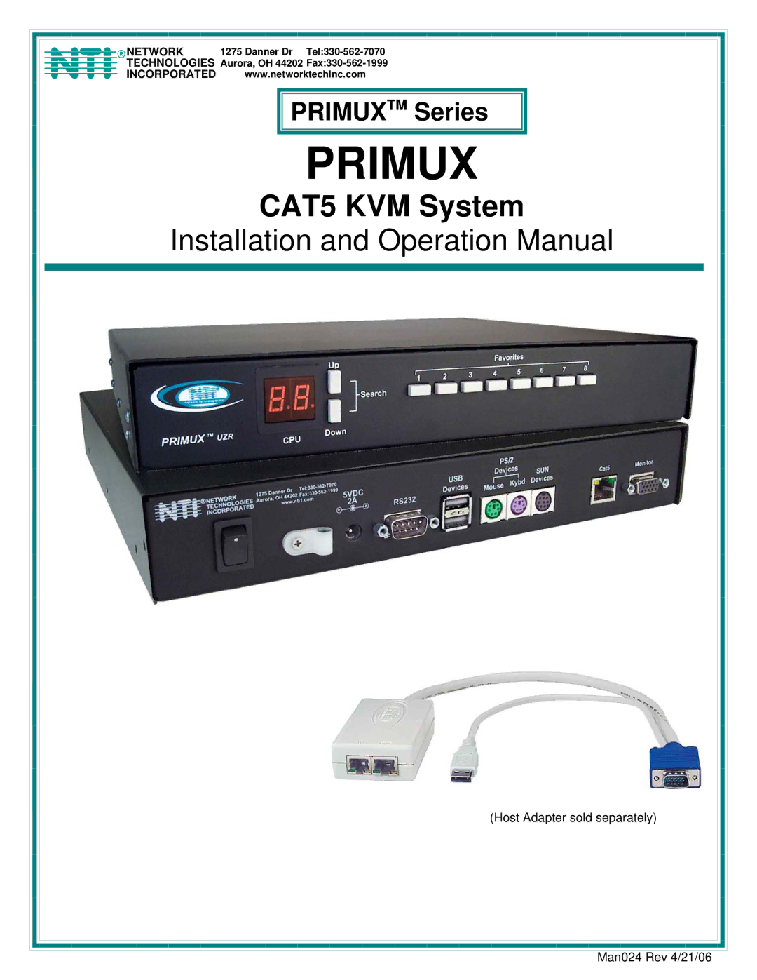 Network Technologies CAT5 operation manual Primux 