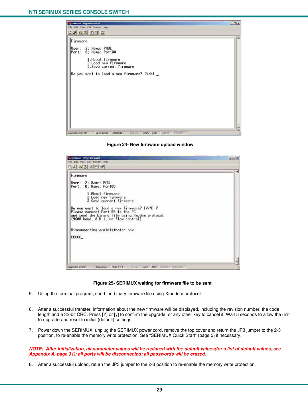 Network Technologies Console Switch operation manual New firmware upload window 