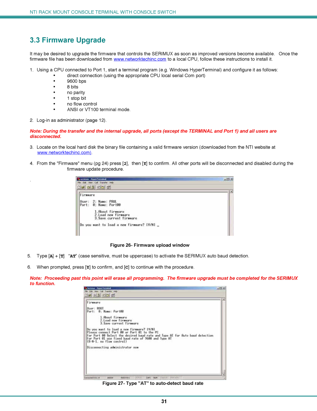 Network Technologies CS-16/8 operation manual Firmware Upgrade, Firmware upload window 