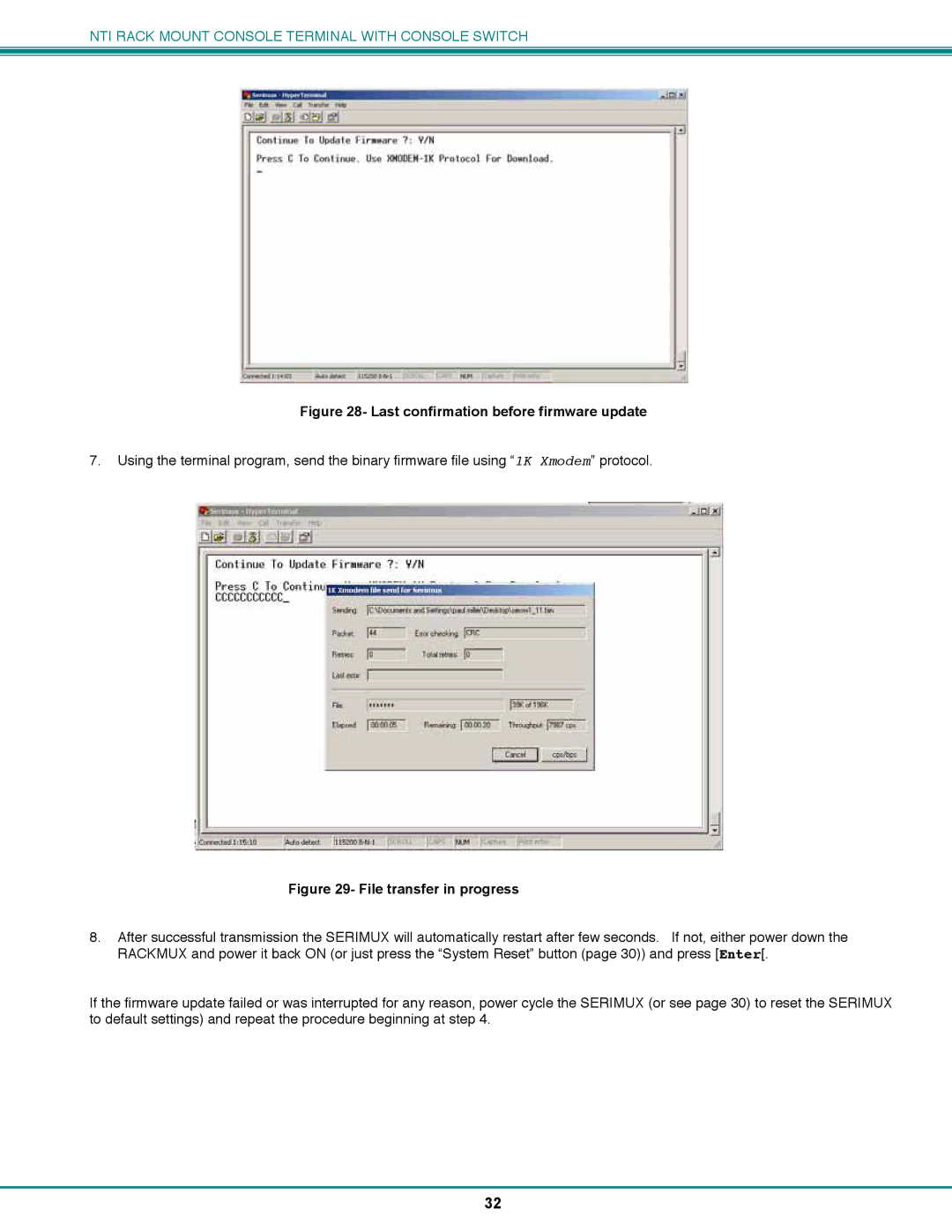 Network Technologies CS-16/8 operation manual Last confirmation before firmware update 