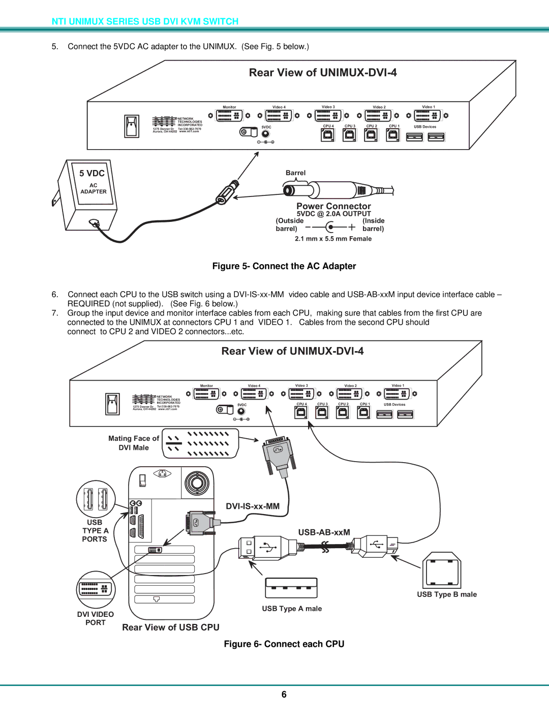 Network Technologies DVI-4 operation manual RearViewofUSBCPU 