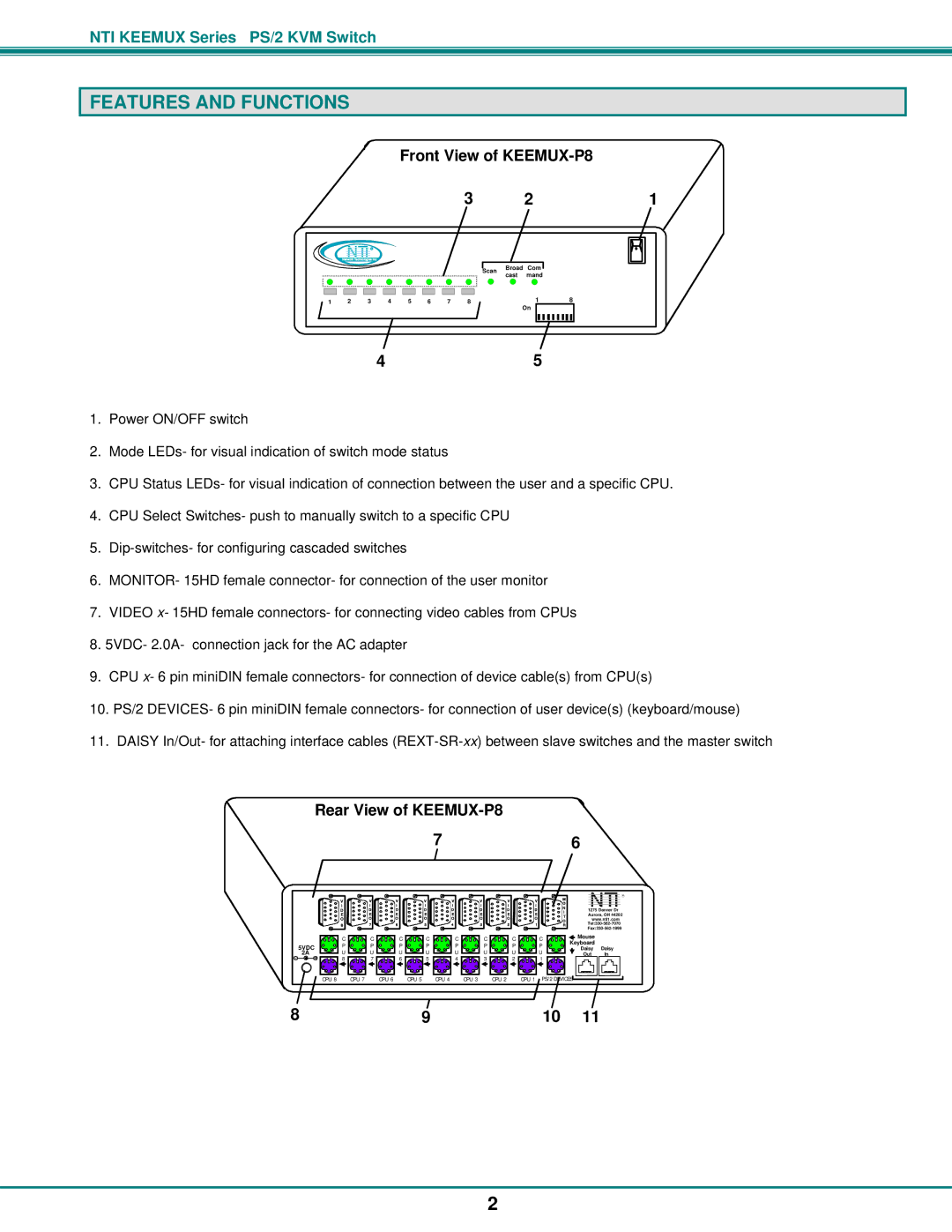 Network Technologies KEEMUX-Px operation manual Features and Functions 