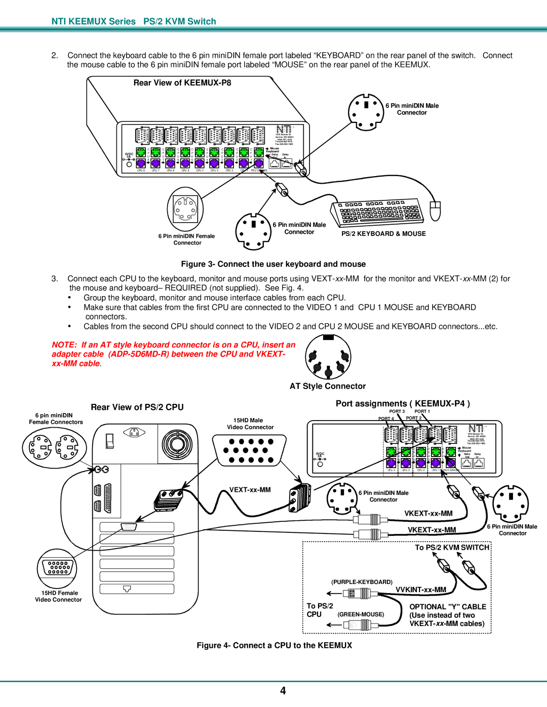 Network Technologies KEEMUX-Px operation manual Rear View of KEEMUX-P8, AT Style Connector 