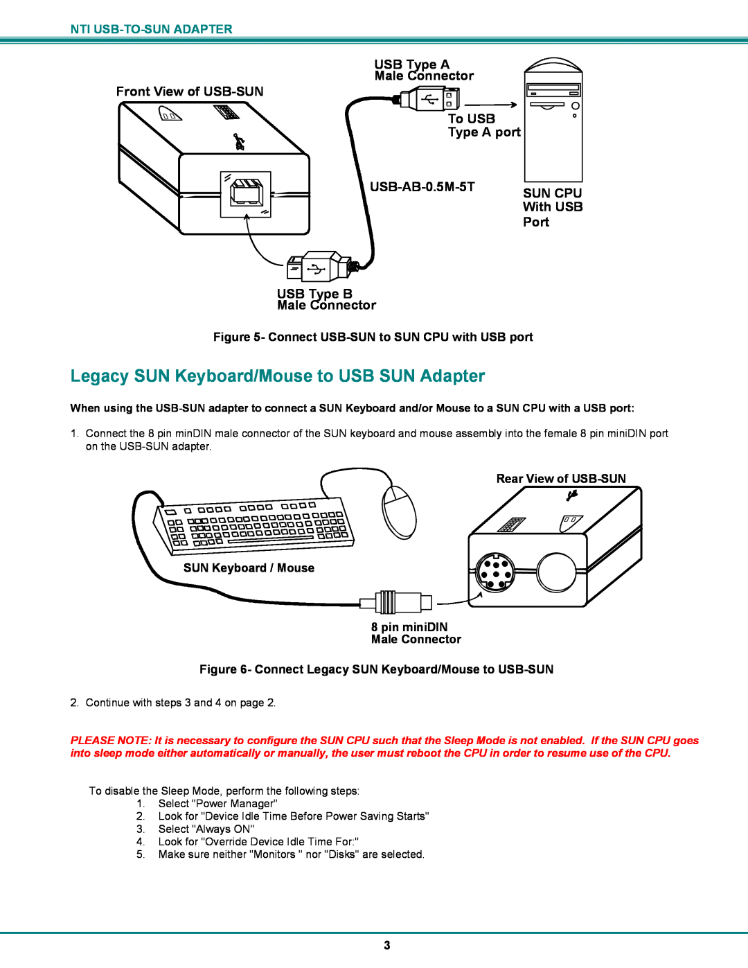 Network Technologies MAN015 installation manual Legacy SUN Keyboard/Mouse to USB SUN Adapter 
