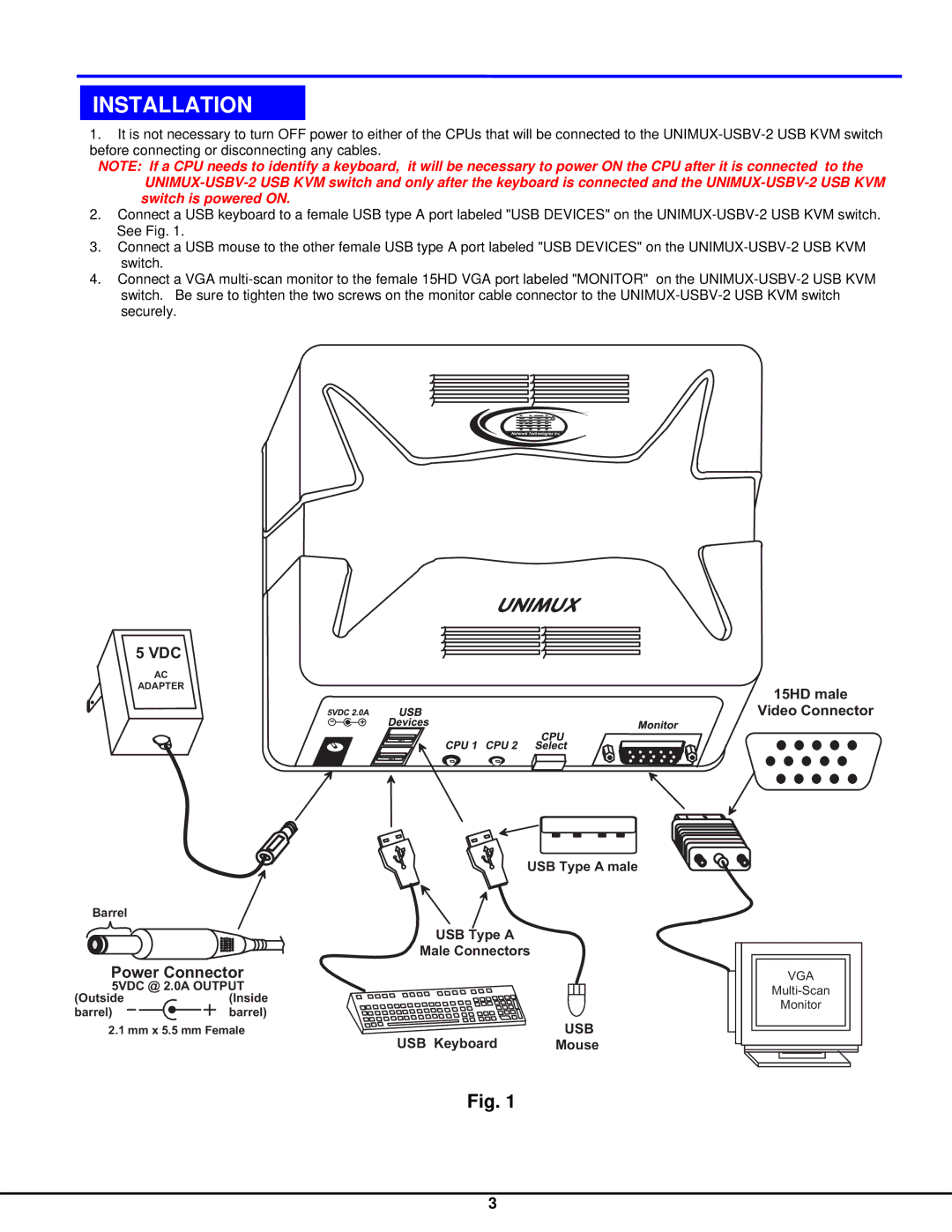 Network Technologies MAN027 manual Installation, Unimux 