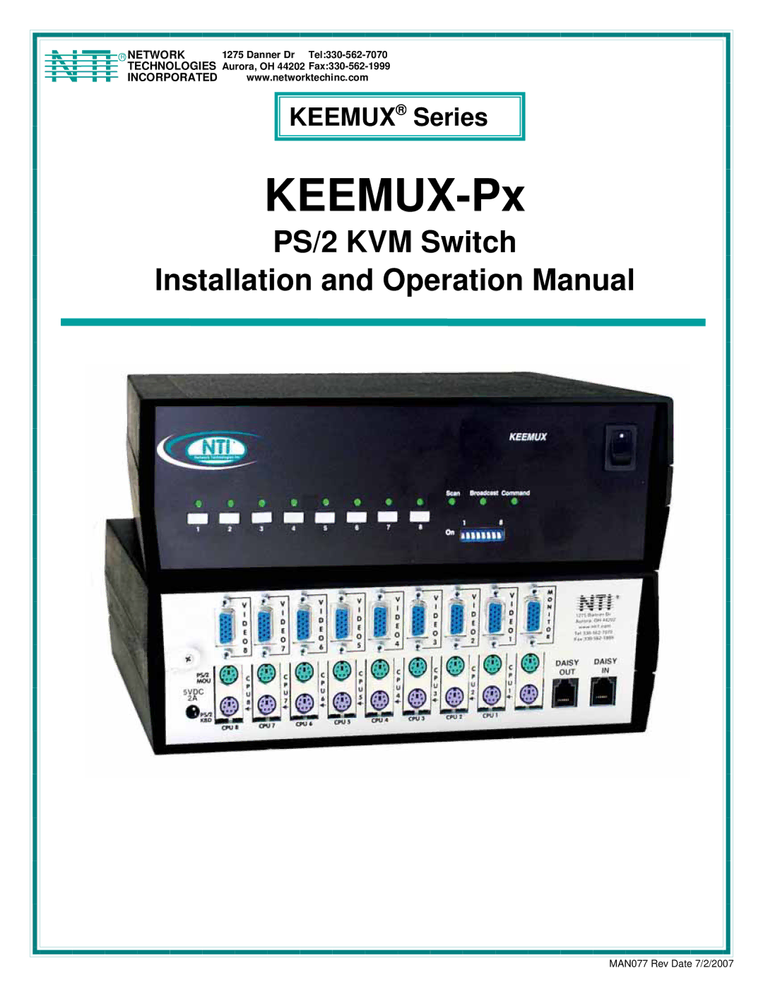 Network Technologies PS/2 KVM operation manual KEEMUX-Px 