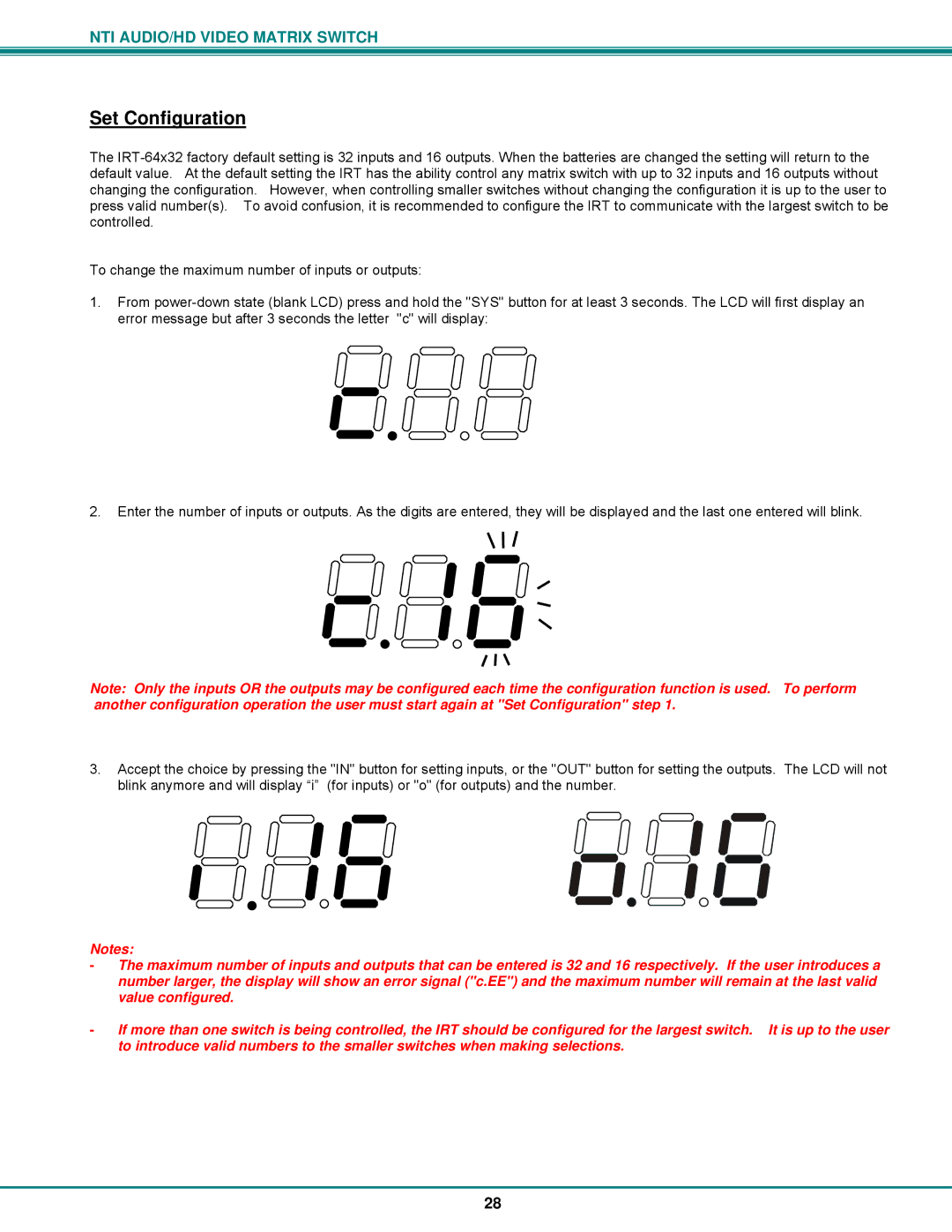 Network Technologies SM-8X4-HDA operation manual Set Configuration 