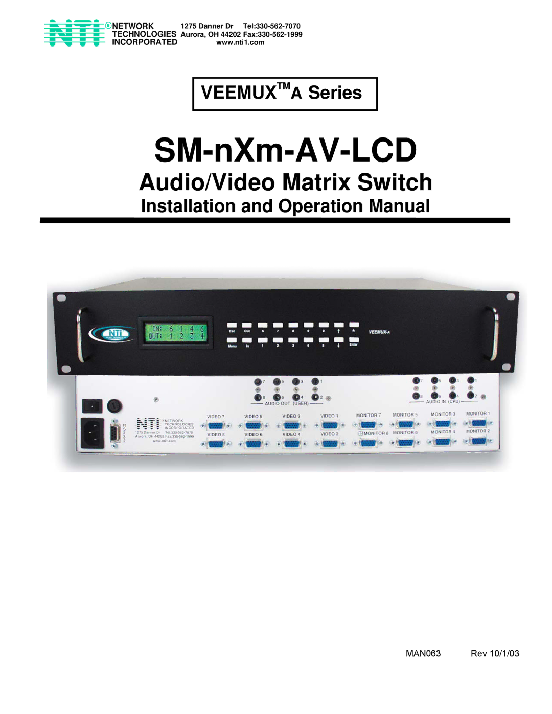 Network Technologies SM-nXm-AV-LCD operation manual Nti 