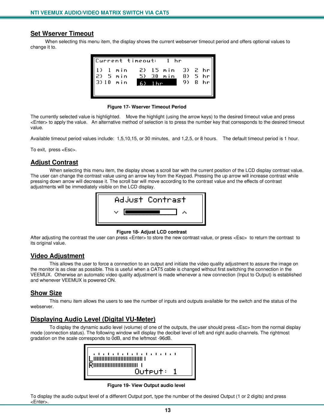 Network Technologies SM-nXm-C5AV-LCD operation manual Set Wserver Timeout 