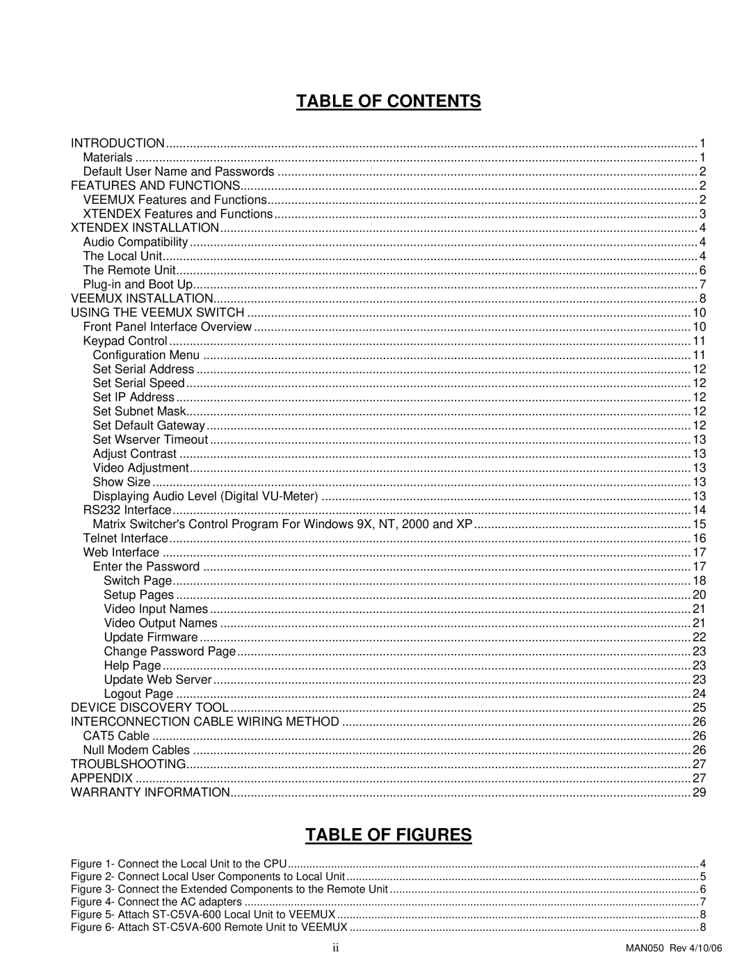 Network Technologies SM-nXm-C5AV-LCD operation manual Table of Contents 