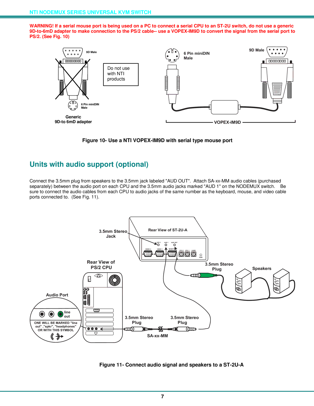 Network Technologies ST-2U operation manual Units with audio support optional, RearViewof 