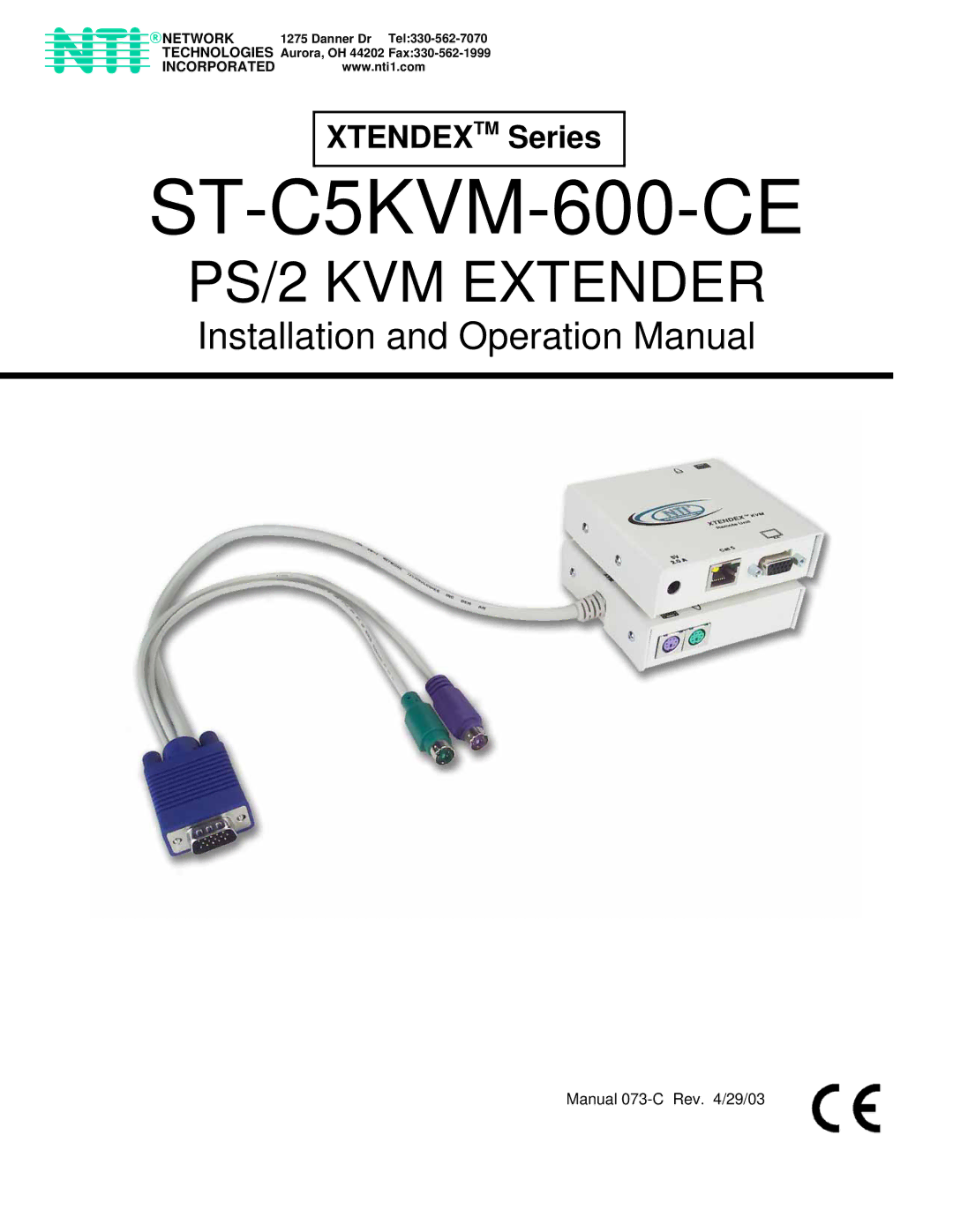 Network Technologies ST-C5KVM-600-CE operation manual 