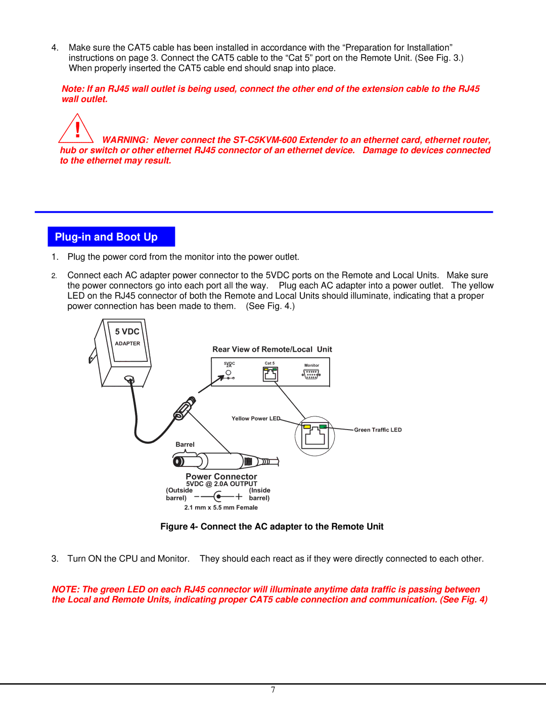 Network Technologies ST-C5KVM-600-CE operation manual Plug-in and Boot Up, PowerConnector 