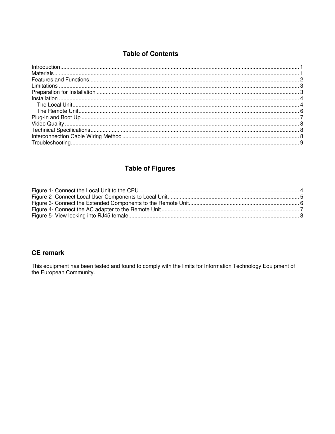 Network Technologies ST-C5KVM-600-CE operation manual Table of Figures 