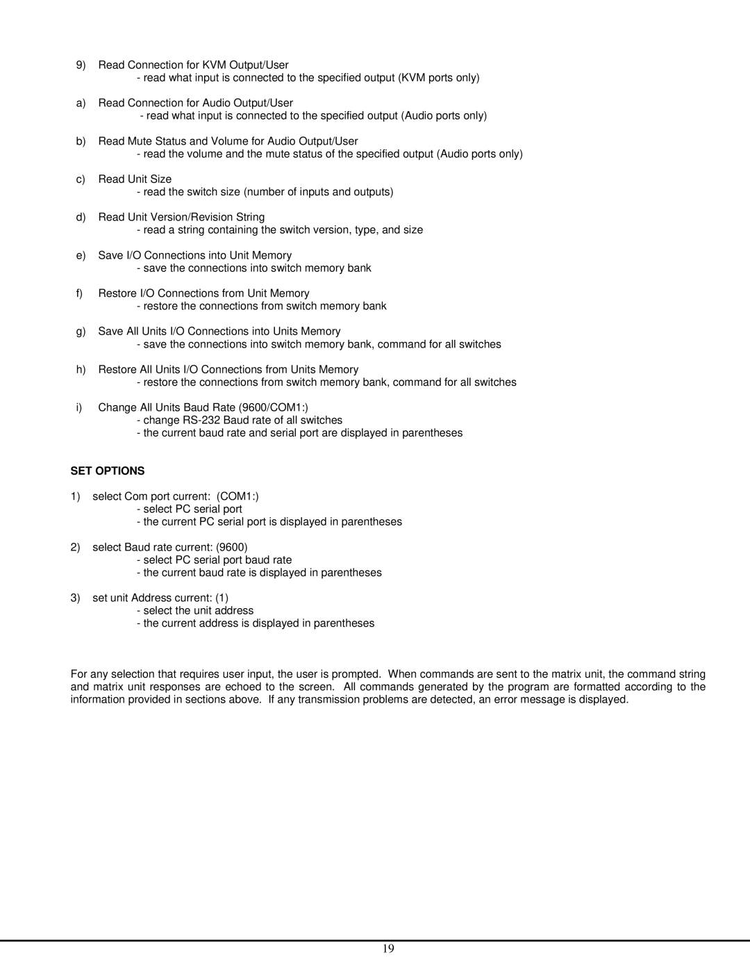 Network Technologies ST-NXM-U-HD manual SET Options 