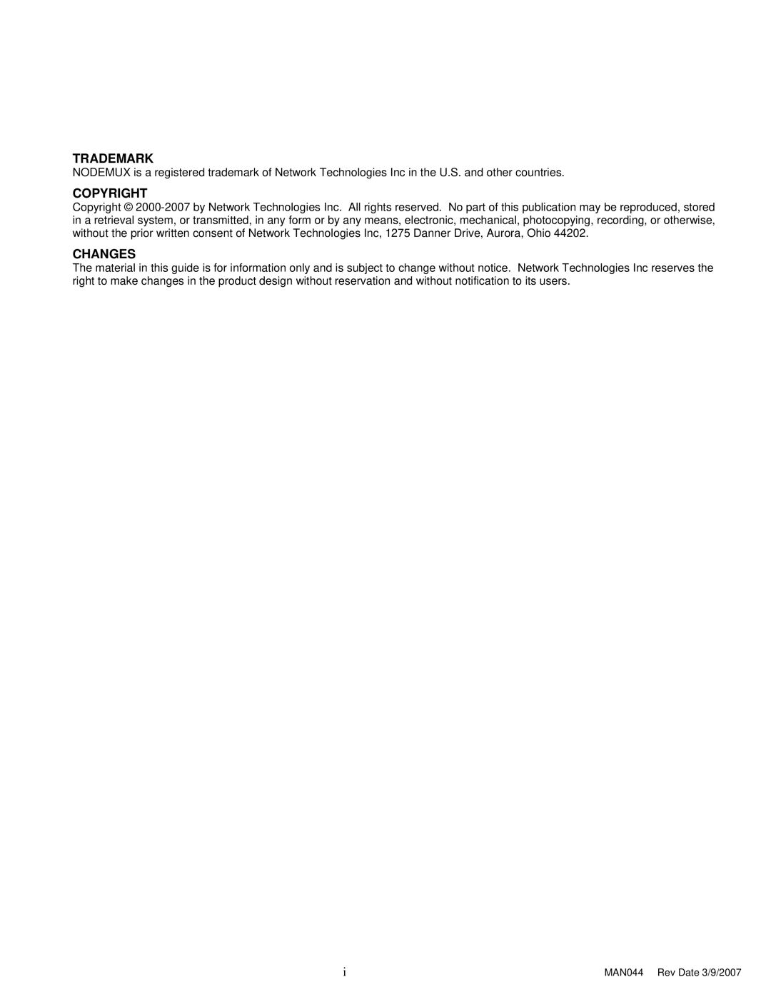 Network Technologies ST-nXm-U operation manual Trademark 