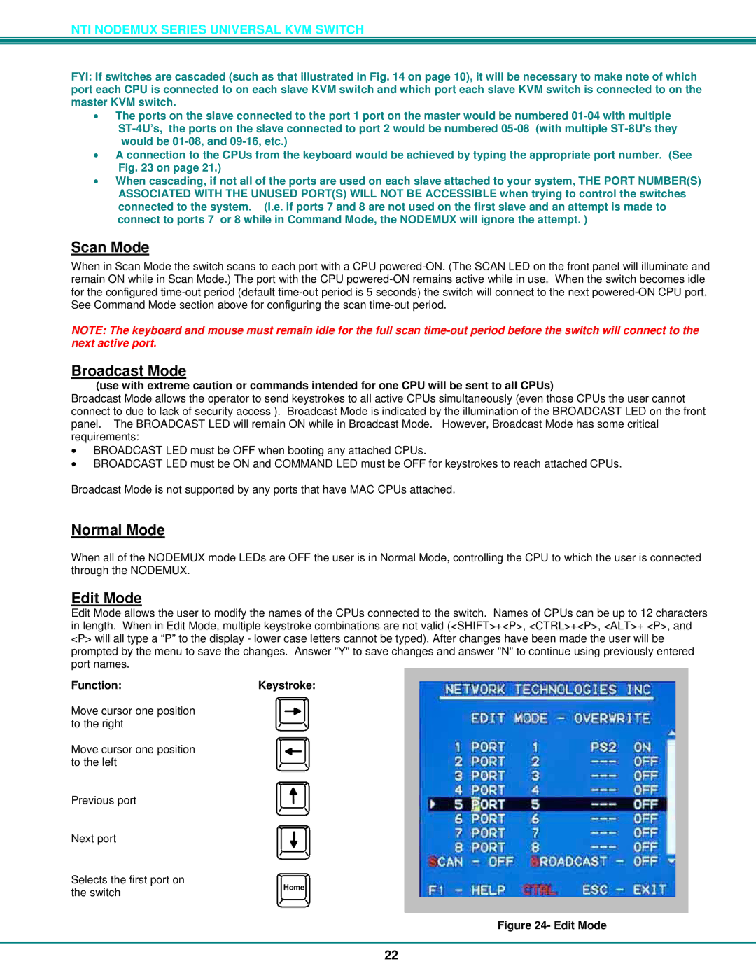 Network Technologies ST-xU operation manual Edit Mode 