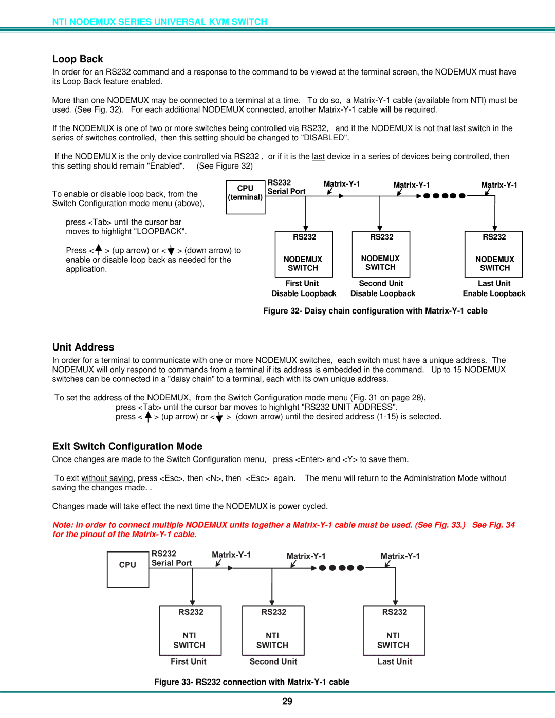 Network Technologies ST-xU operation manual Loop Back, Unit Address 