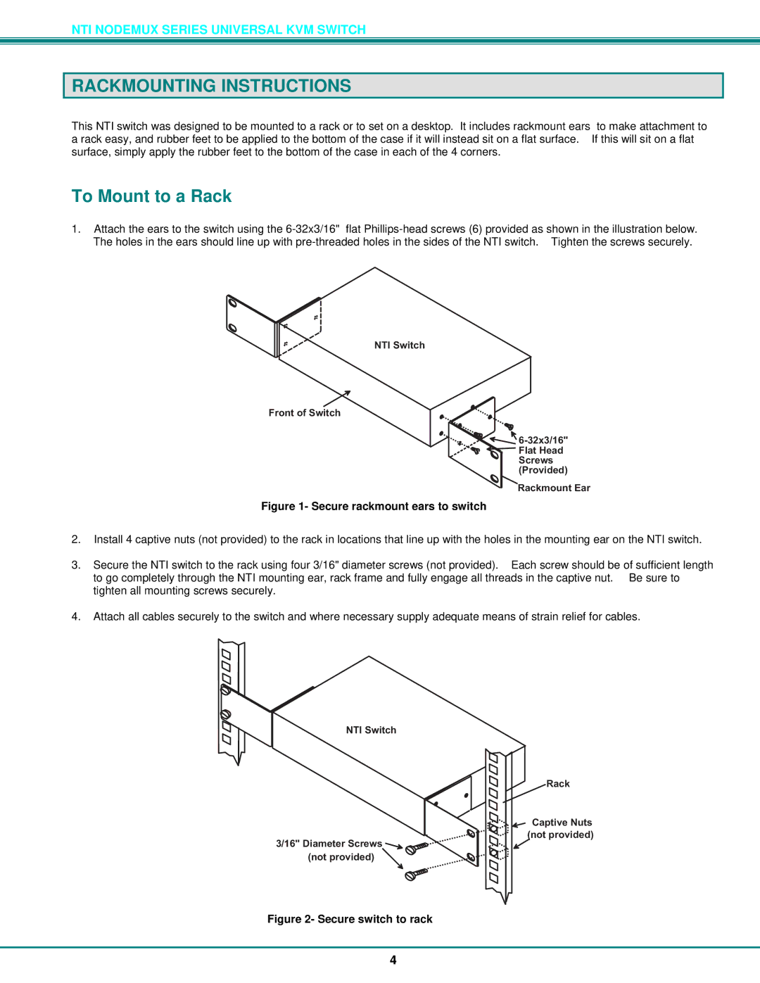 Network Technologies ST-xU operation manual Rackmounting Instructions, To Mount to a Rack 