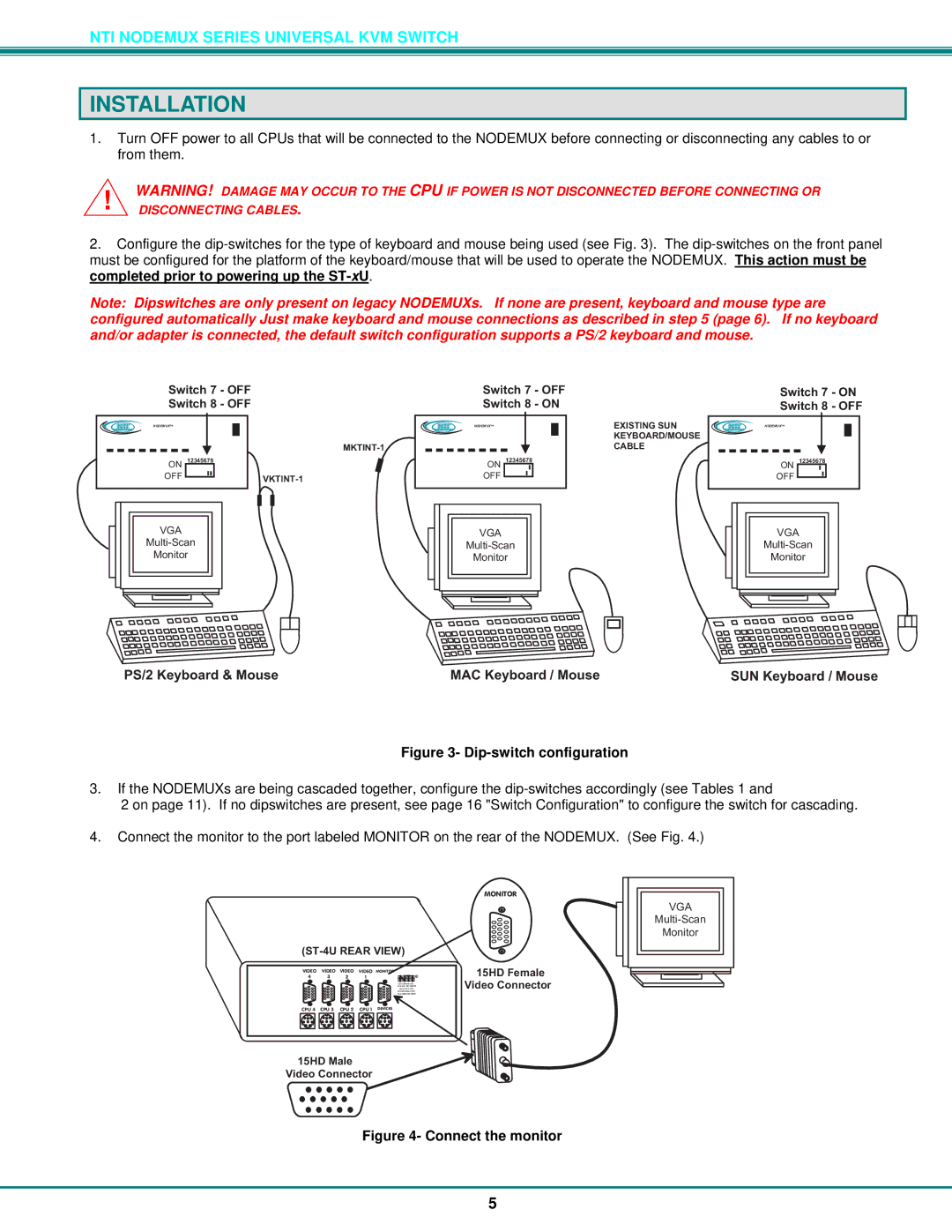 Network Technologies ST-xU operation manual Installation, Dip-switch configuration 