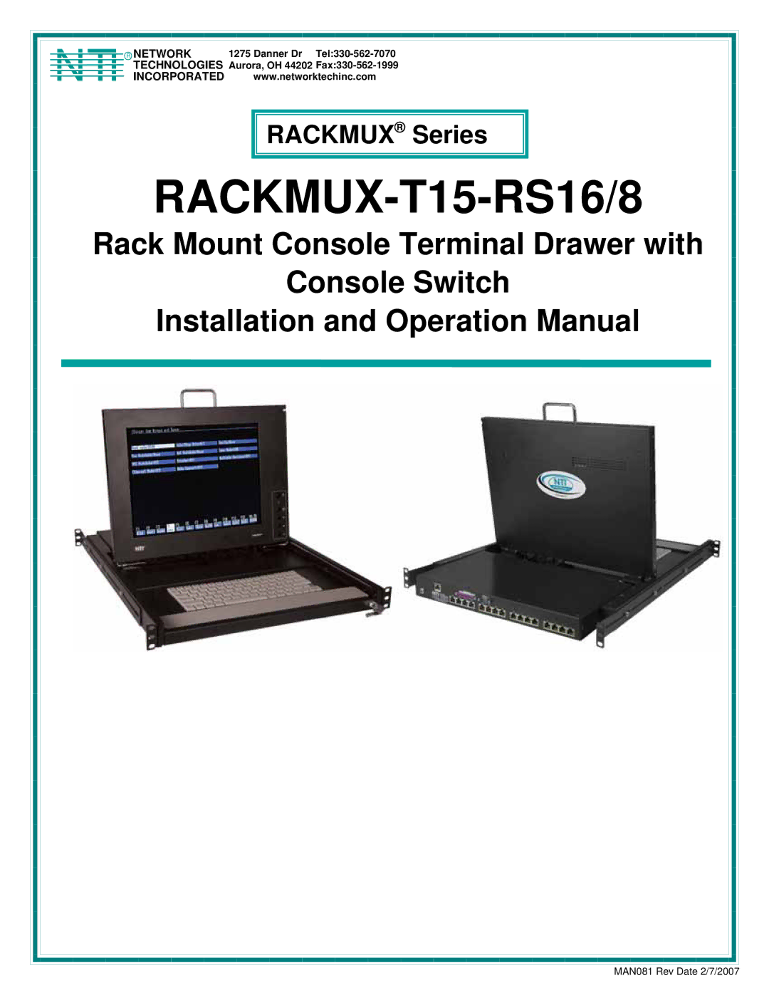 Network Technologies operation manual RACKMUX-T15-RS16/8 