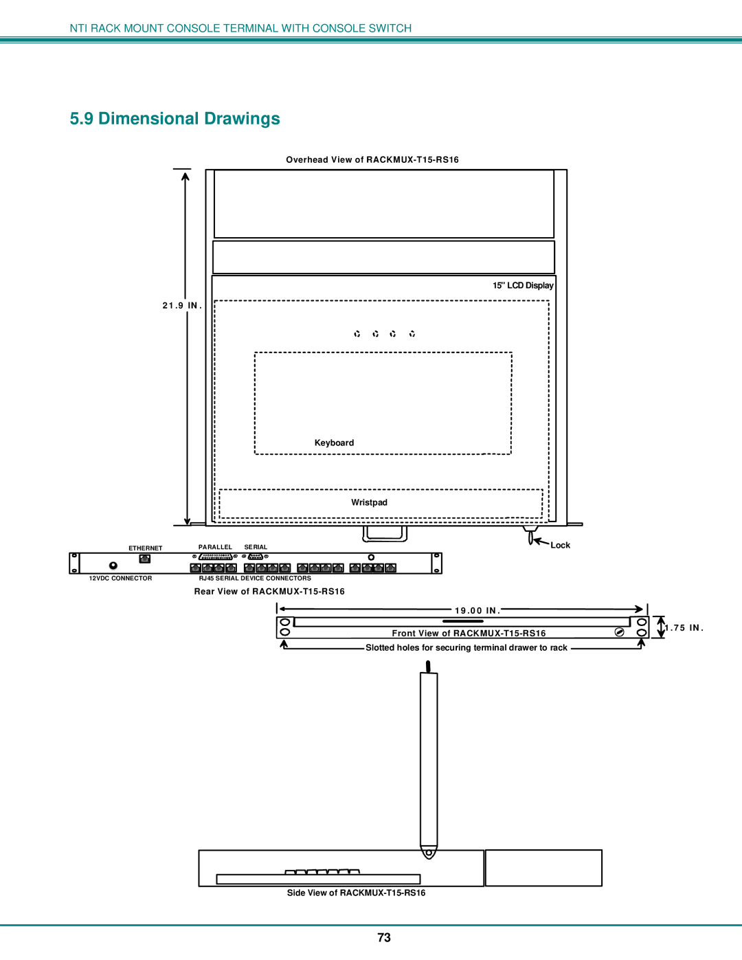 Network Technologies T15-RS16, 8 operation manual Dimensional Drawings 