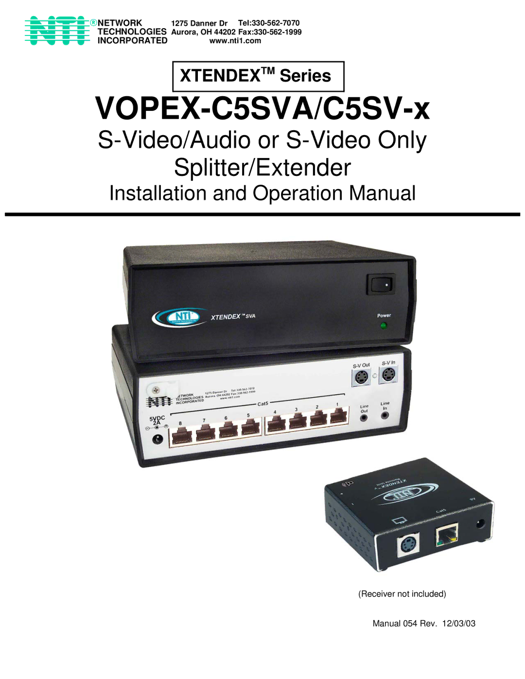 Network Technologies VOPEX-C5SVA, VOPEX-C5SV-x operation manual Nti 