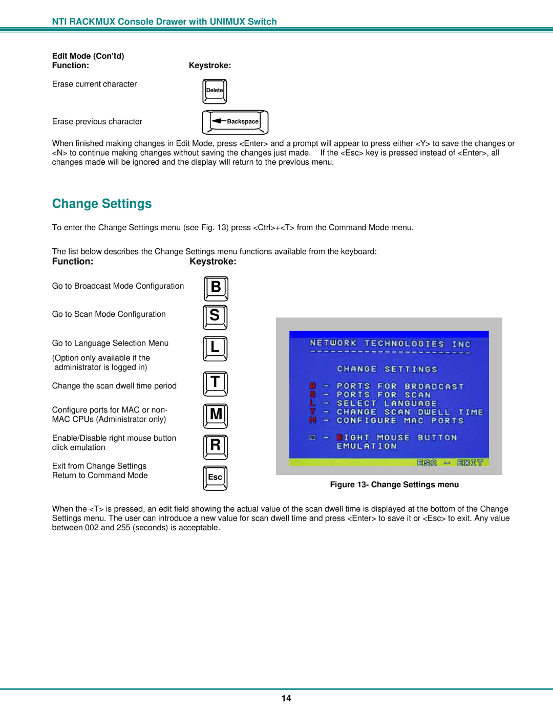 Network Technologies RACKMUX-UW15-4USB, RACKMUX-UW15-8USB, RACKMUX-UW17-4USB, RACKMUX-UW17-8USB Change Settings 