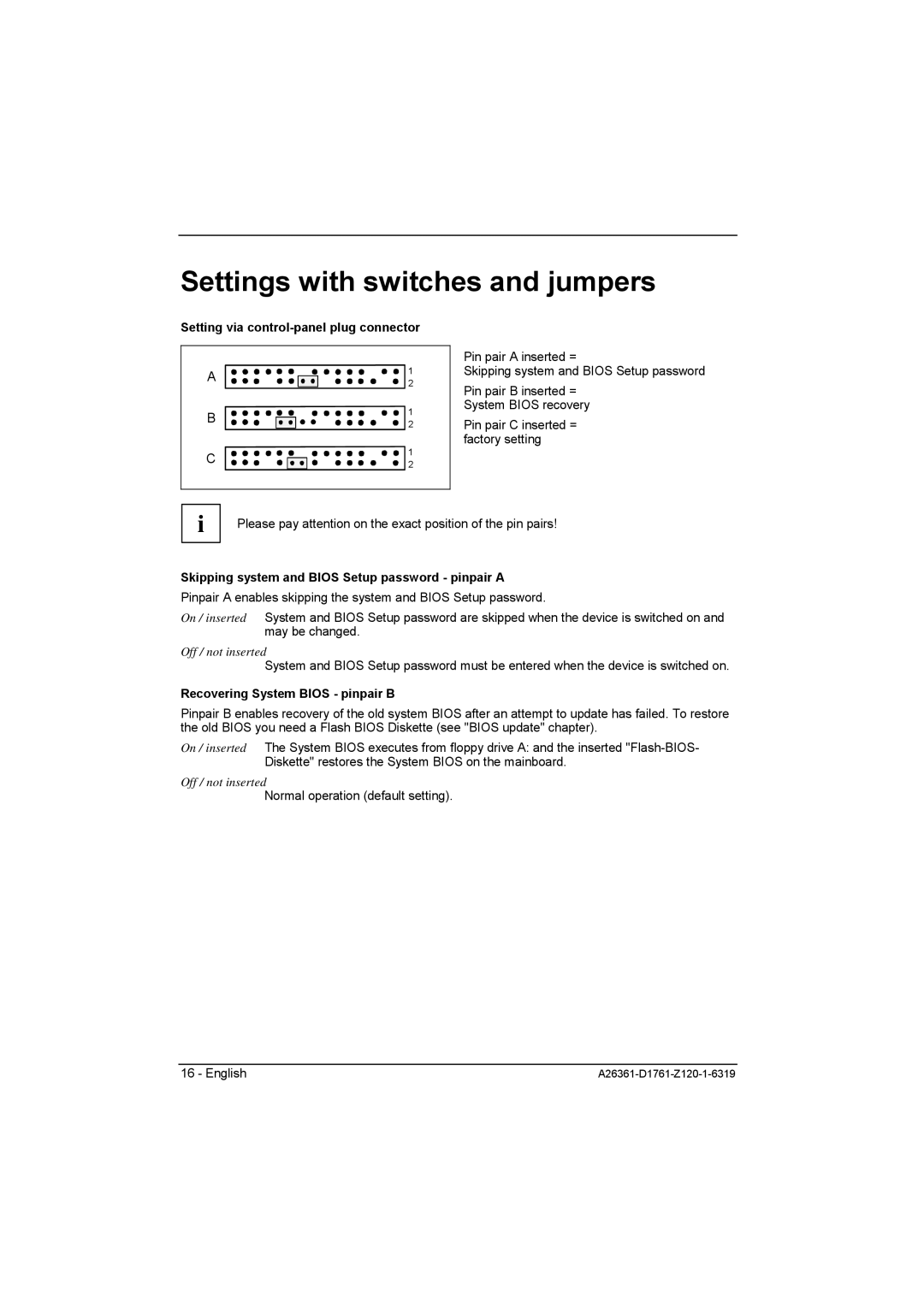 Neumann.Berlin D1761 manual Settings with switches and jumpers, Setting via control-panel plug connector 