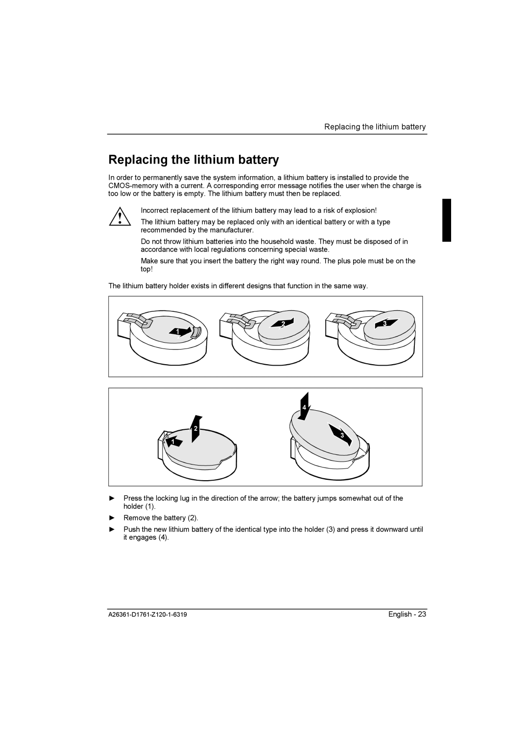 Neumann.Berlin D1761 manual Replacing the lithium battery 