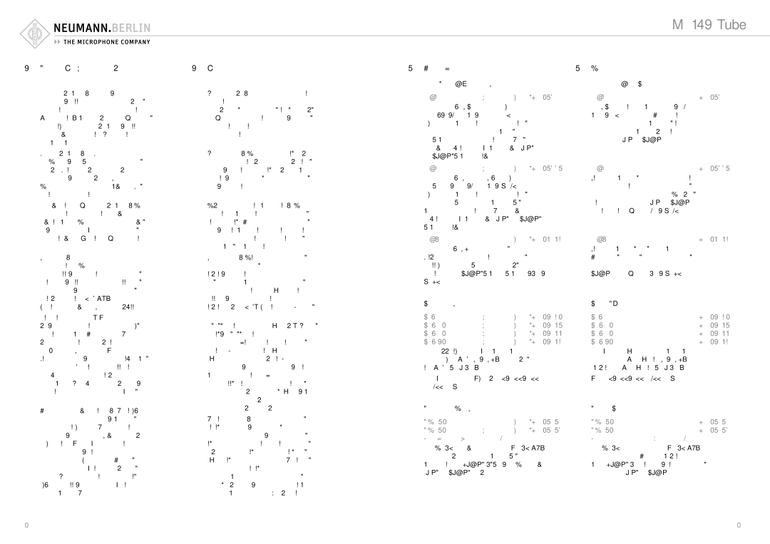 Neumann.Berlin M 149 Tube Einige Hinweise zur Pflege von Mikrophonen, Hints on Microphone Maintenance, Zubehör 