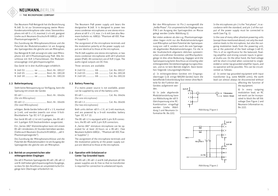 Neumann.Berlin Series 180 EU Best.-Nr 248 US 248 UK, Für ein Mikrophon, Für zwei Mikrophone, EU Blk Cat. No 248 US 248 UK 