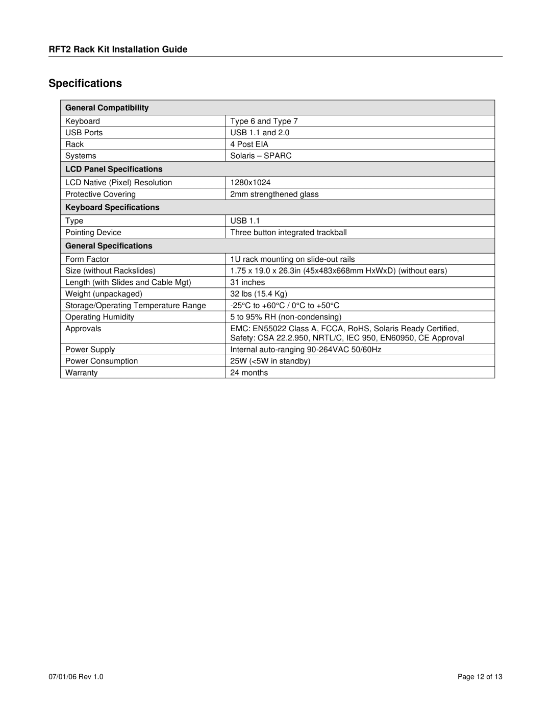 Neuro Logic Systems 17, 19 specifications General Compatibility, LCD Panel Specifications, Keyboard Specifications 