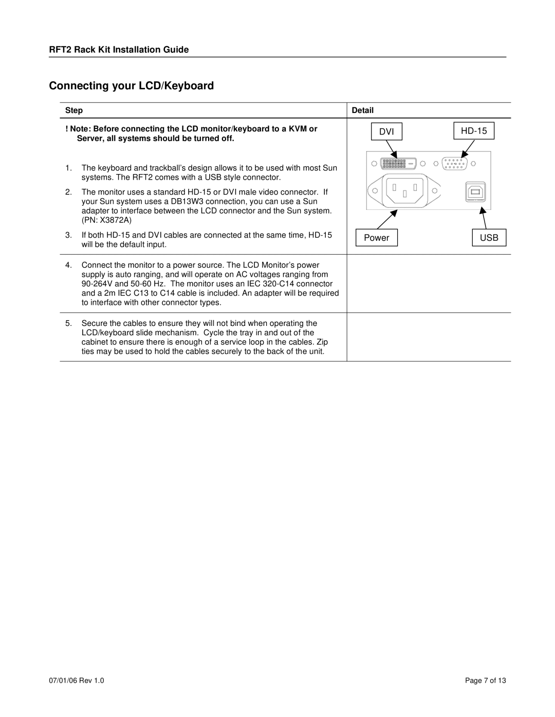 Neuro Logic Systems 19, 17 specifications Connecting your LCD/Keyboard, Server, all systems should be turned off 