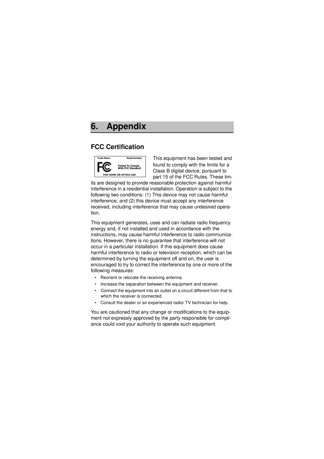 Neuros Audio MPEG-4 manual Appendix, FCC Certification 