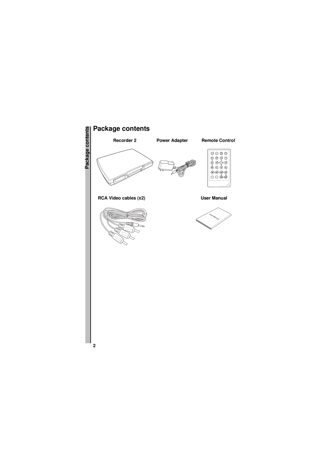 Neuros Audio MPEG-4 manual Package contents 