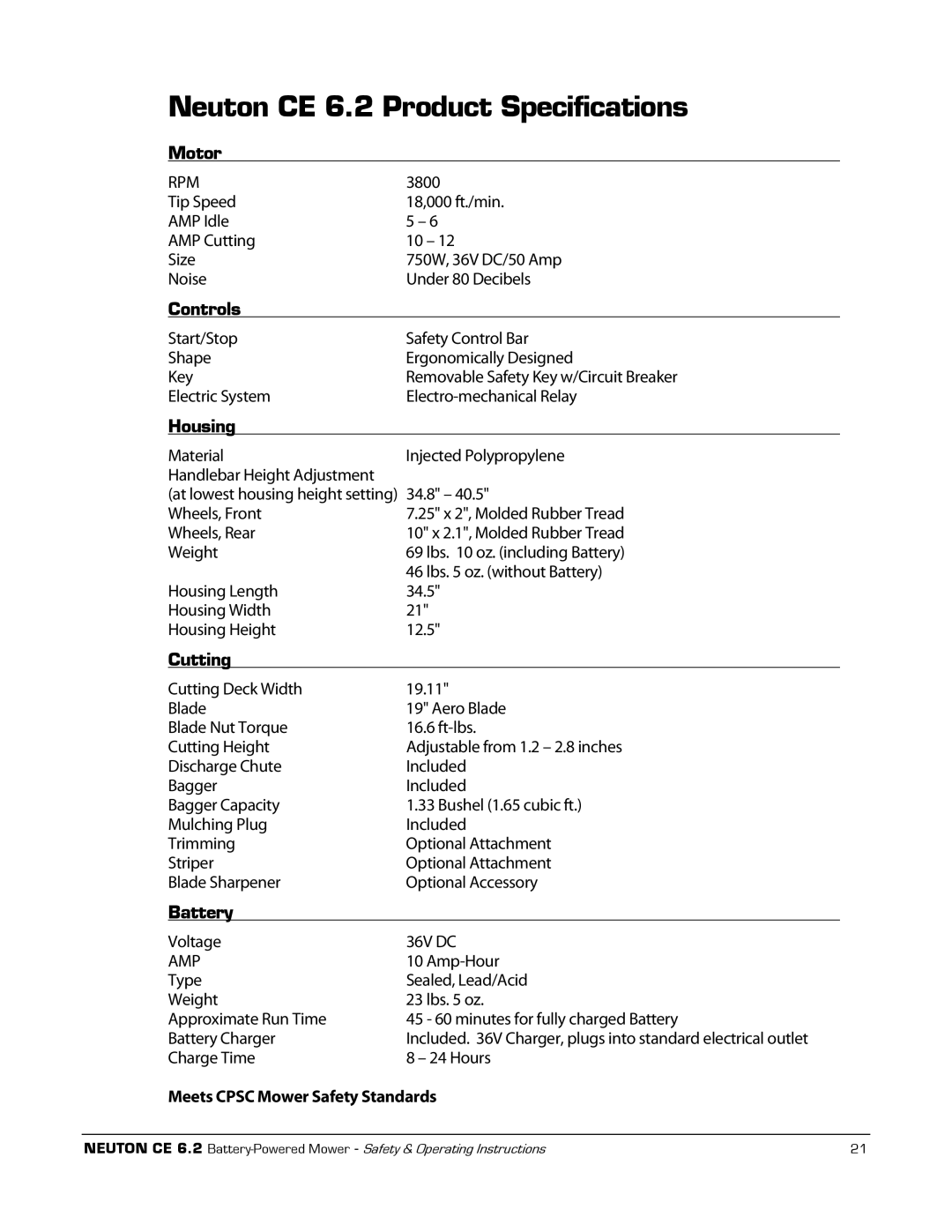 Neuton manual Neuton CE 6.2 Product Specifications 