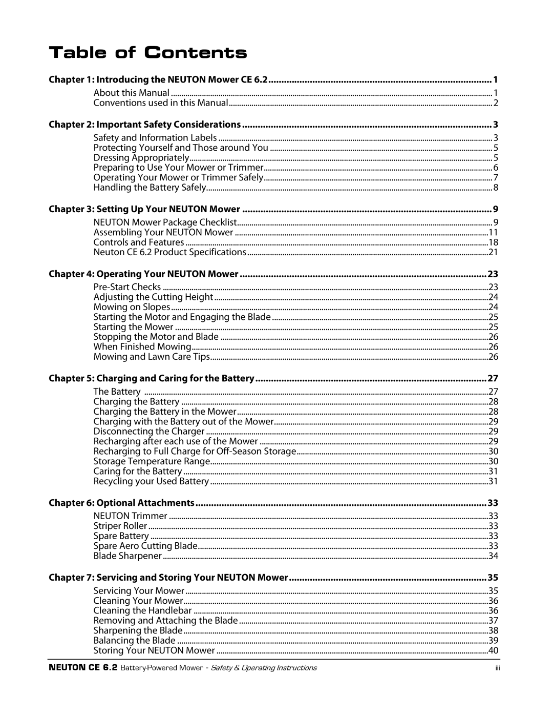 Neuton CE 6.2 manual Table of Contents 