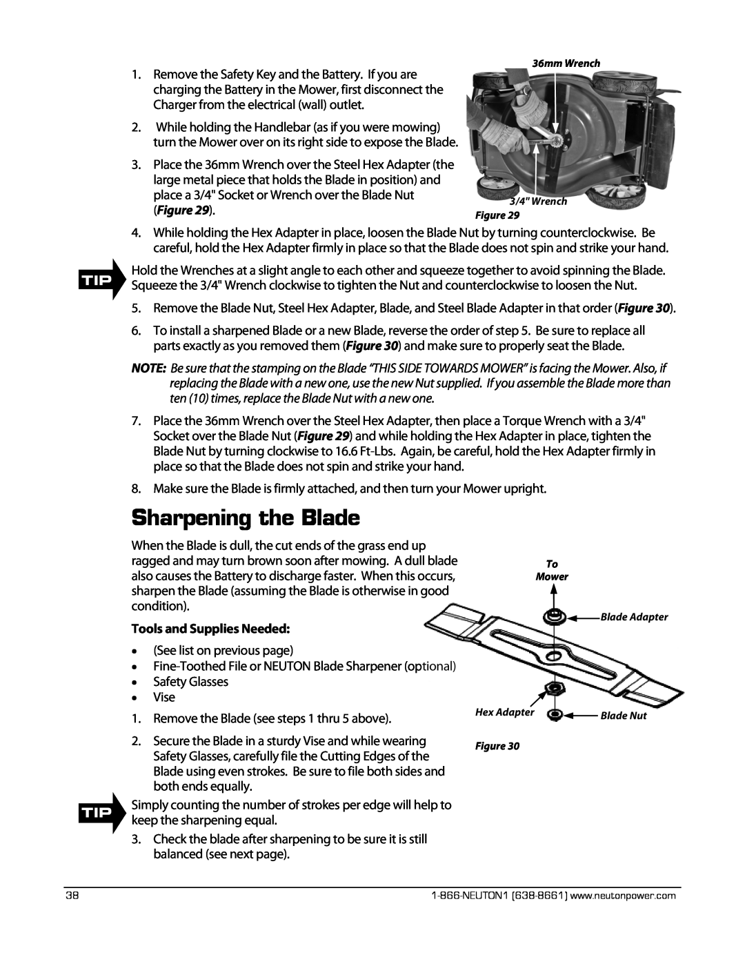 Neuton CE 6.2 manual Sharpening the Blade 
