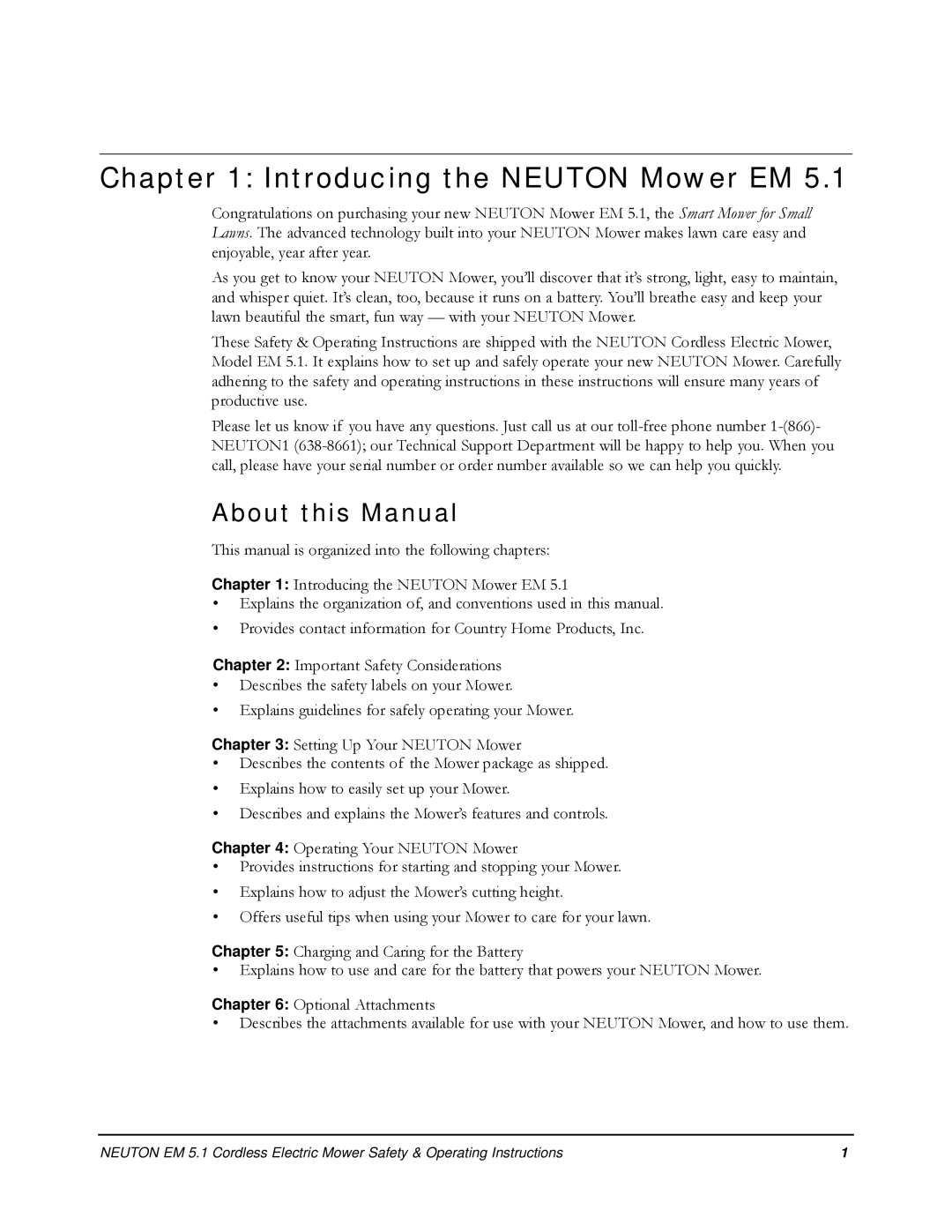 Neuton EM 5.1 manual Introducing the Neuton Mower EM, About this Manual 