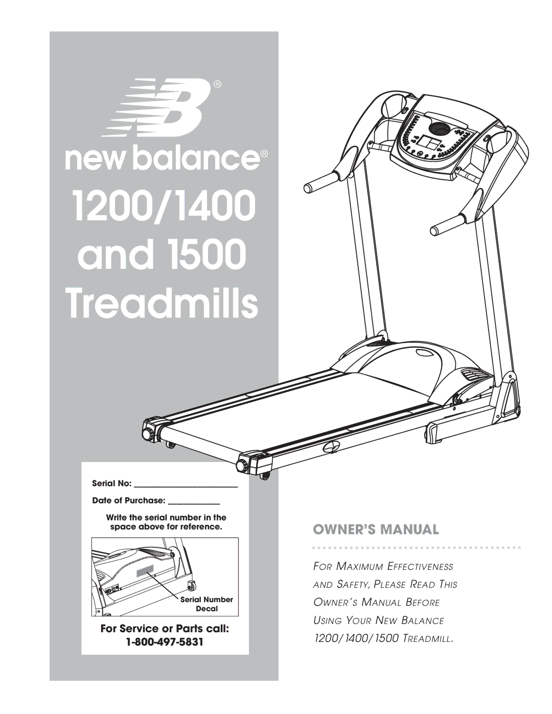 New Balance 1200, 1400, 1500 owner manual 1200/1400 Treadmills 