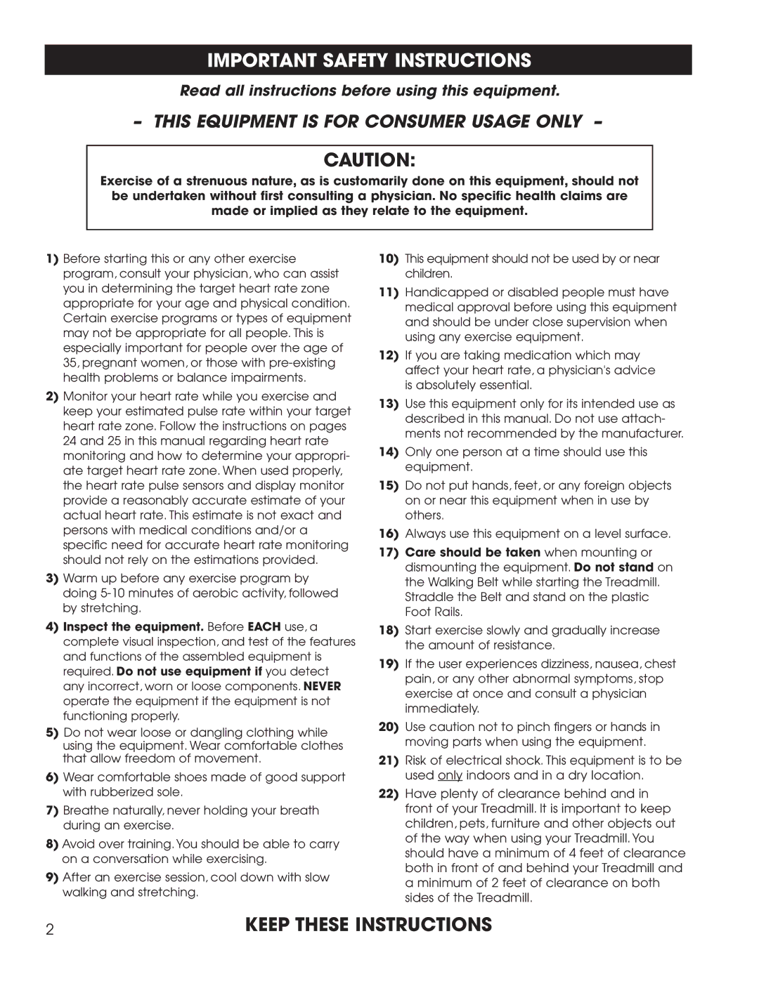 New Balance 1200, 1400, 1500 Important Safety Instructions, Read all instructions before using this equipment 