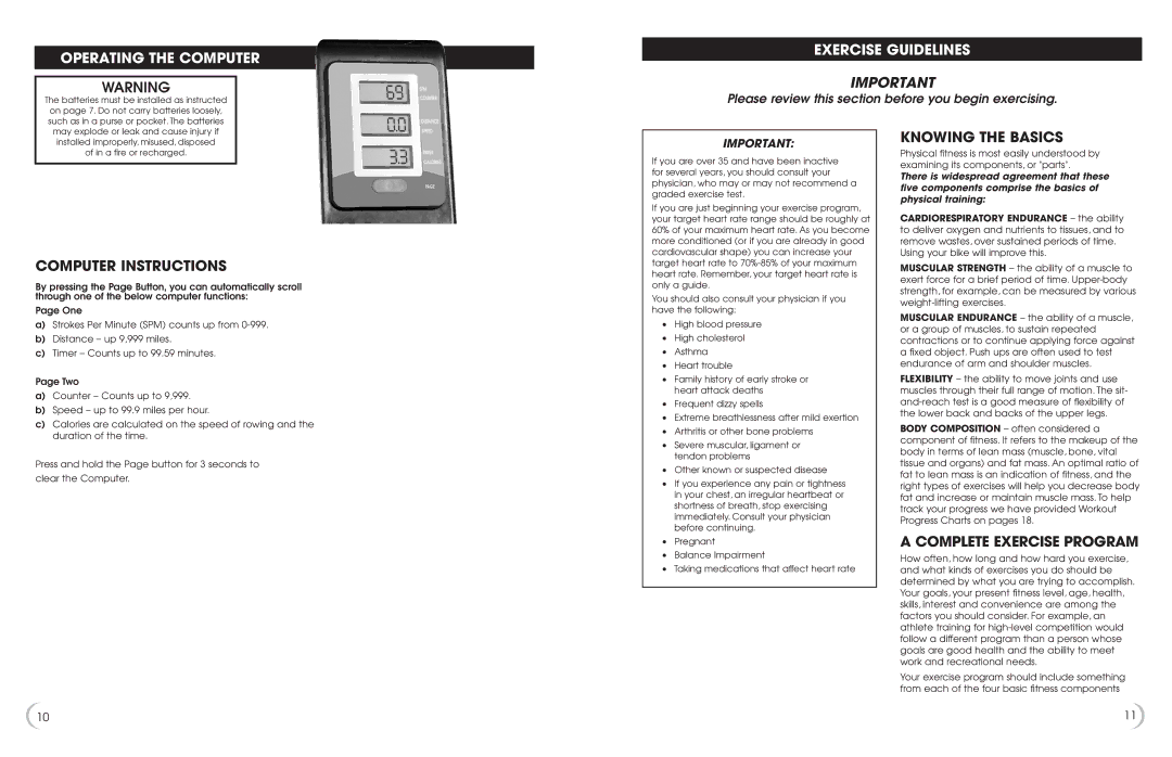 New Balance 3300 owner manual Operating the Computer, Exercise Guidelines, Computer Instructions, Knowing the Basics 