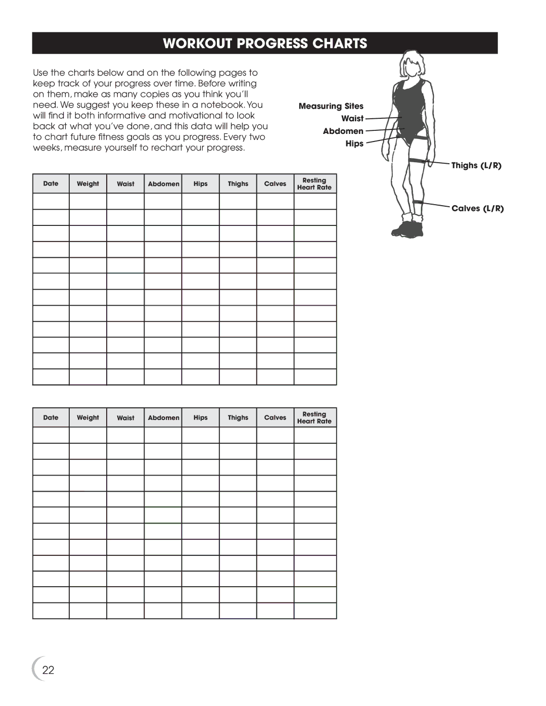 New Balance 5K 5100 owner manual Workout Progress Charts 