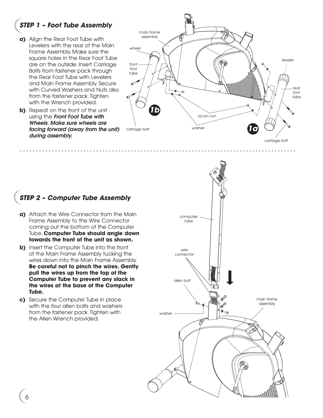 New Balance 5K 5100 owner manual Foot Tube Assembly, Computer Tube Assembly 