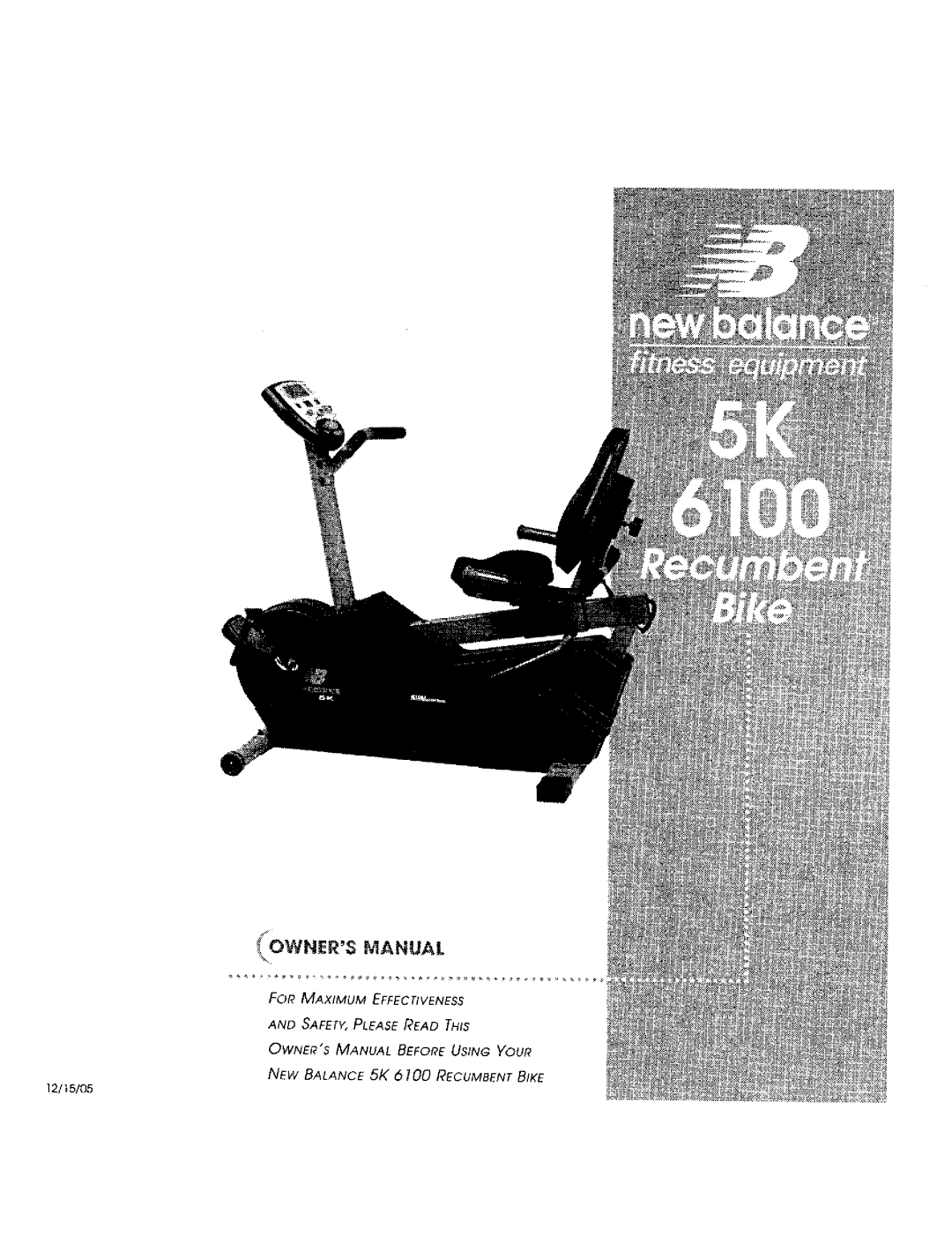 New Balance 5K owner manual 12/5/05 