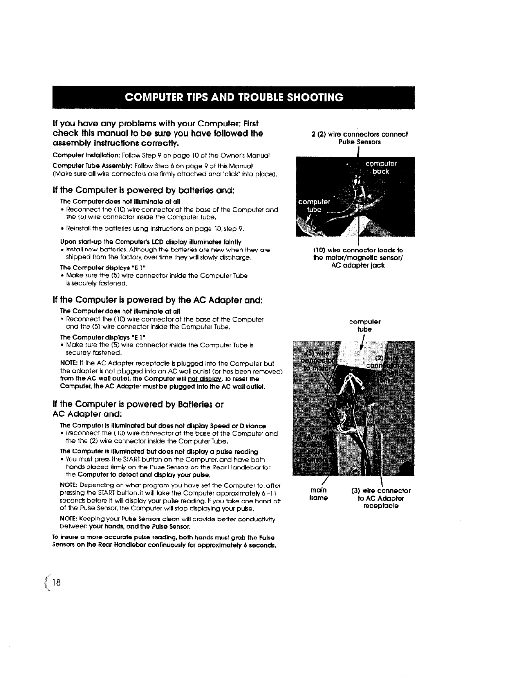 New Balance 5K owner manual If the Computer is powered by batteries, Wire connectors connect 